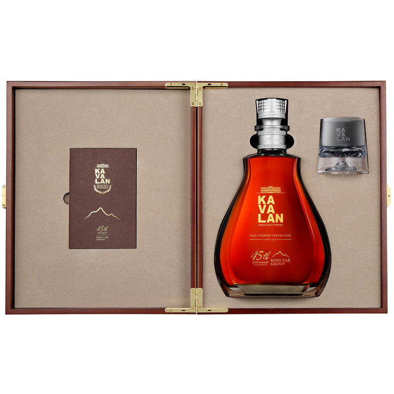 Kavalan 45th Anniversary Palo Cortado Cask Taiwanese Single Malt Whisky with box open
